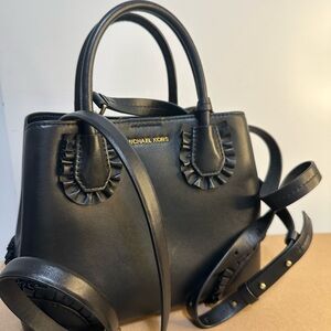 Michael Kors Black Satchel with Ruffle Detail